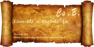 Csordás Borbála névjegykártya